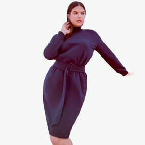 Eloquii navy Belted Mock Neck Dress size 16